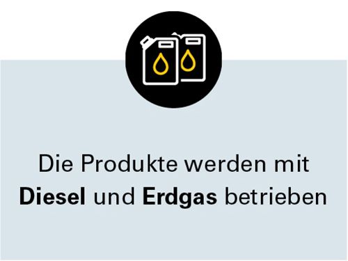 Die Produkte werden mit Diesel und Erdgas betrieben