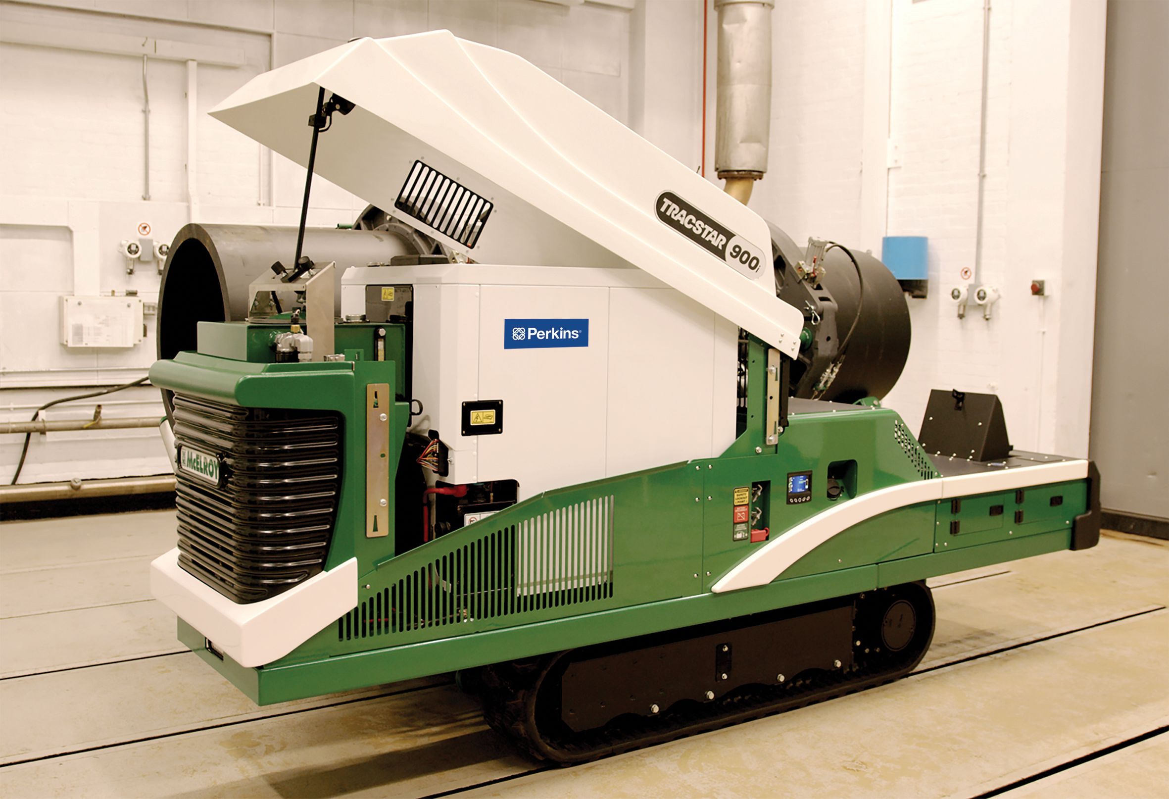 Perkins battery electric power unit in a McElroy TracStar® 900i 