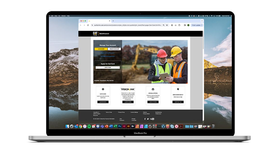 Mac computer showing a Cat Financial page