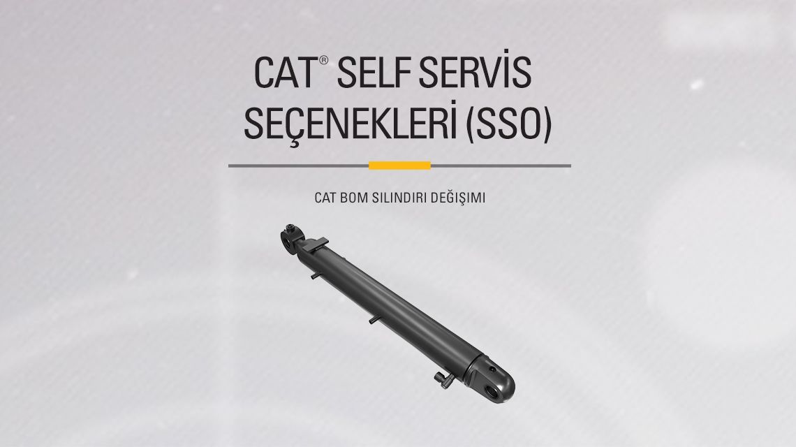 Hydraulic Boom Cylinder on gray textured background