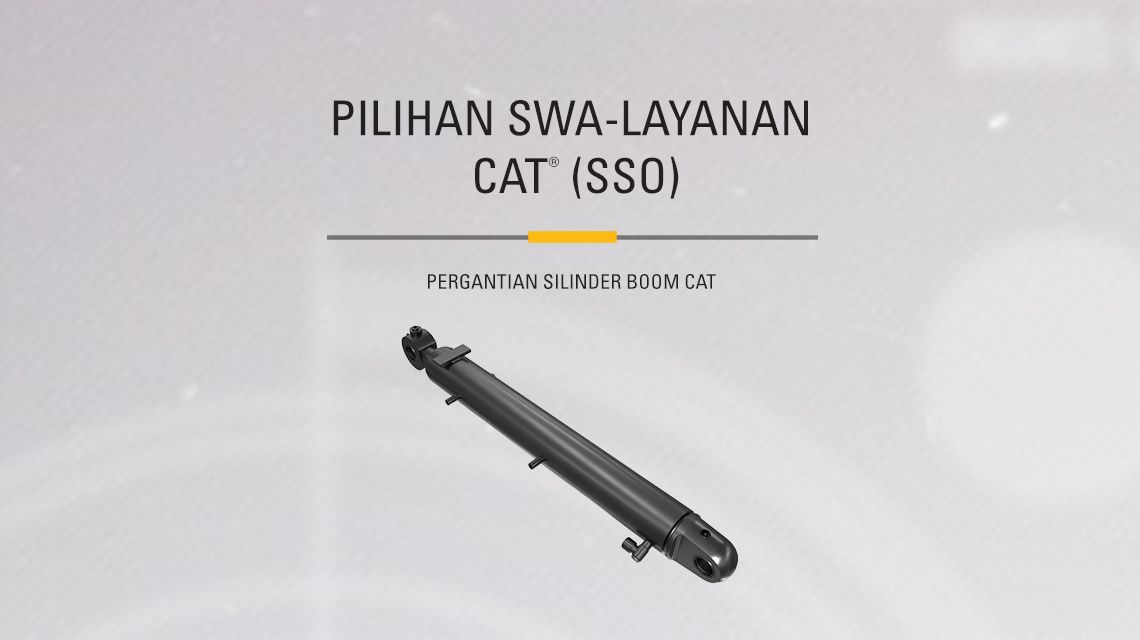 Hydraulic Boom Cylinder on gray textured background