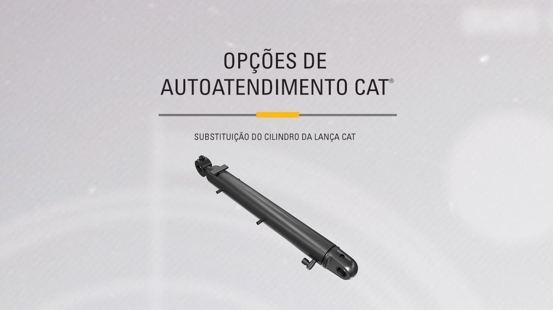 Hydraulic Boom Cylinder on gray textured background