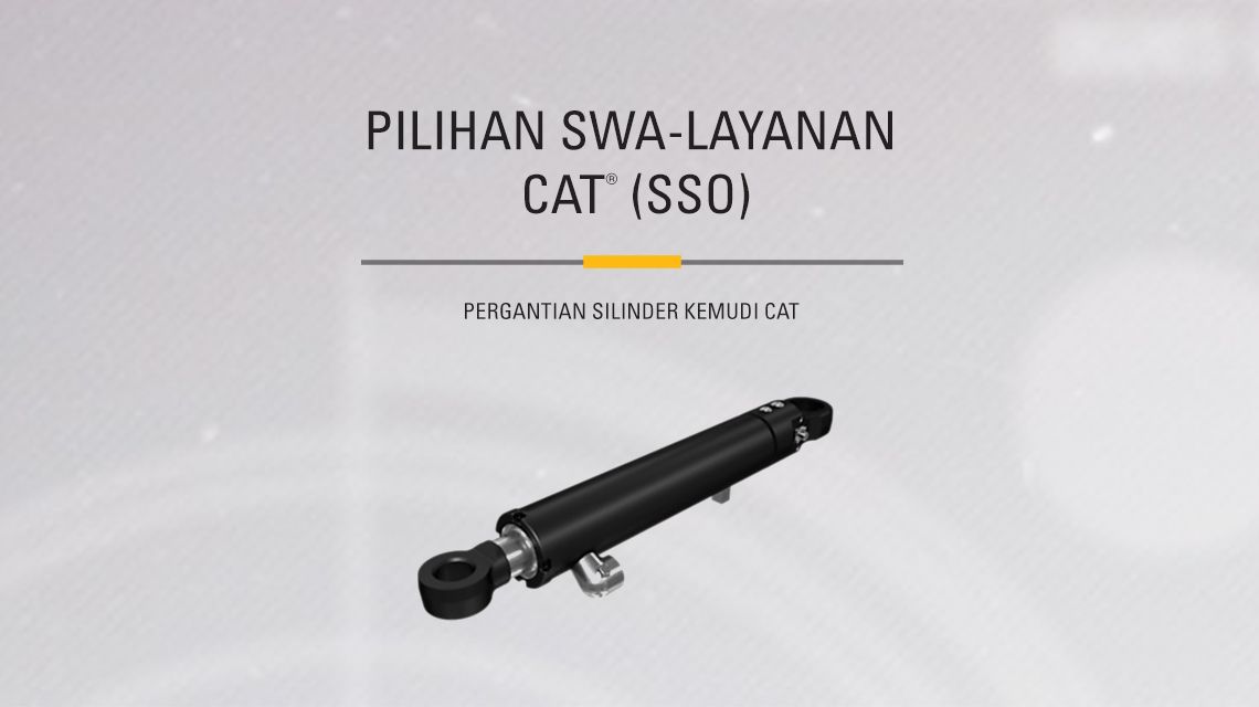 Hydraulic steering cylinder on light gray background