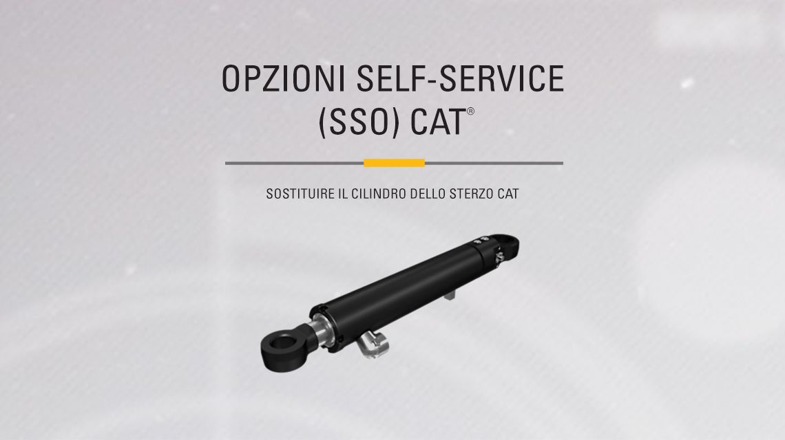 Hydraulic steering cylinder on light gray background