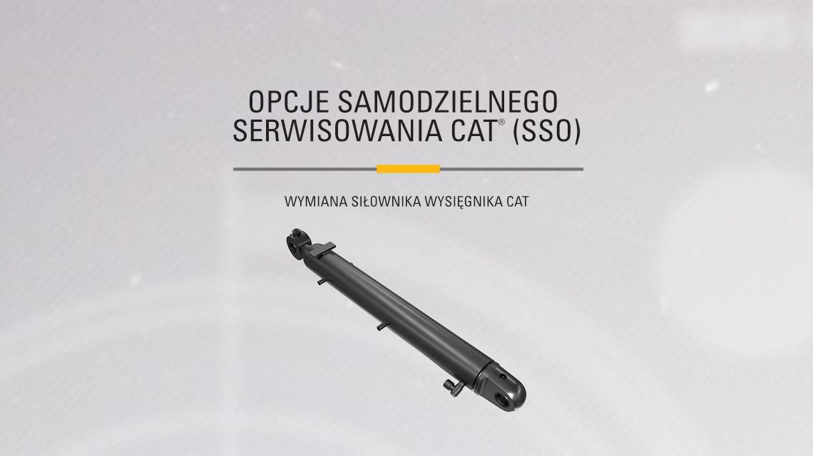 Hydraulic Boom Cylinder on gray textured background