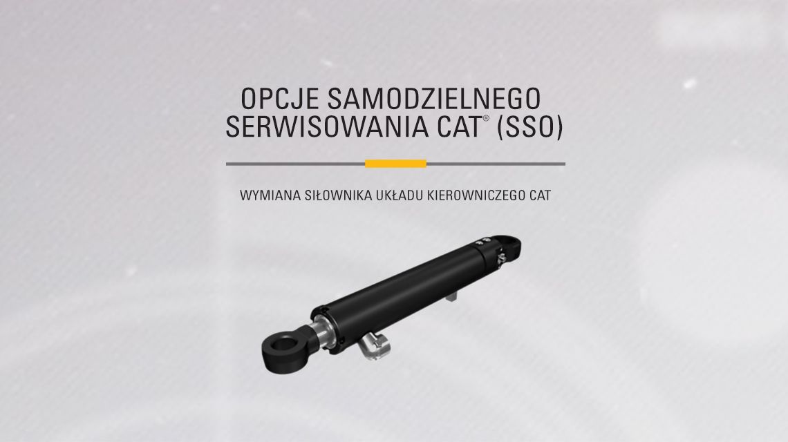 Hydraulic steering cylinder on light gray background