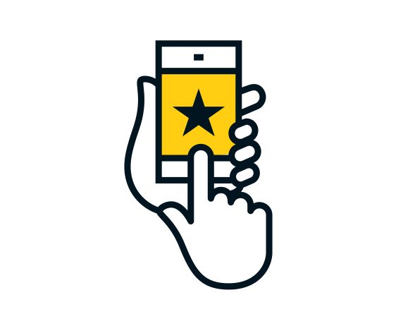 Graphic of hand using phone