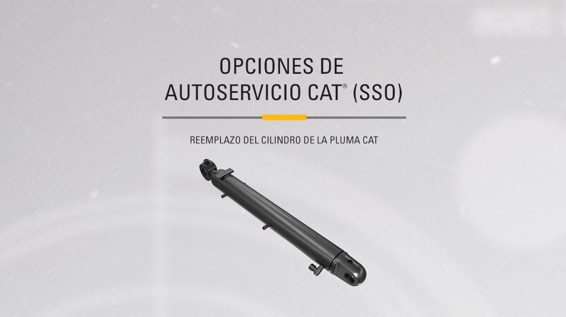 Hydraulic Boom Cylinder on gray textured background