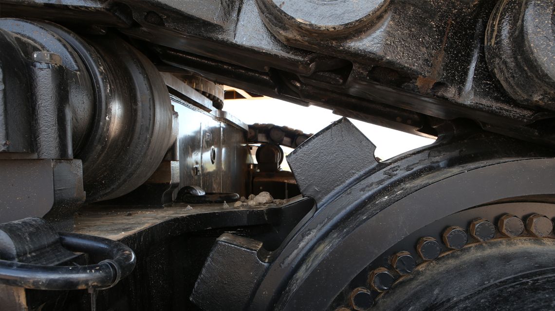 Mining truck driving through mining site