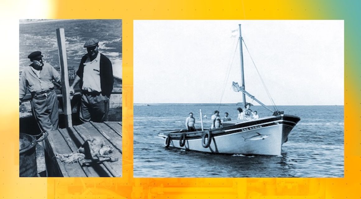 Black and white photo of fishermen