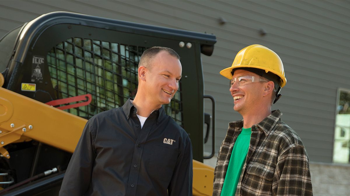 Cat financial employee talking with customer