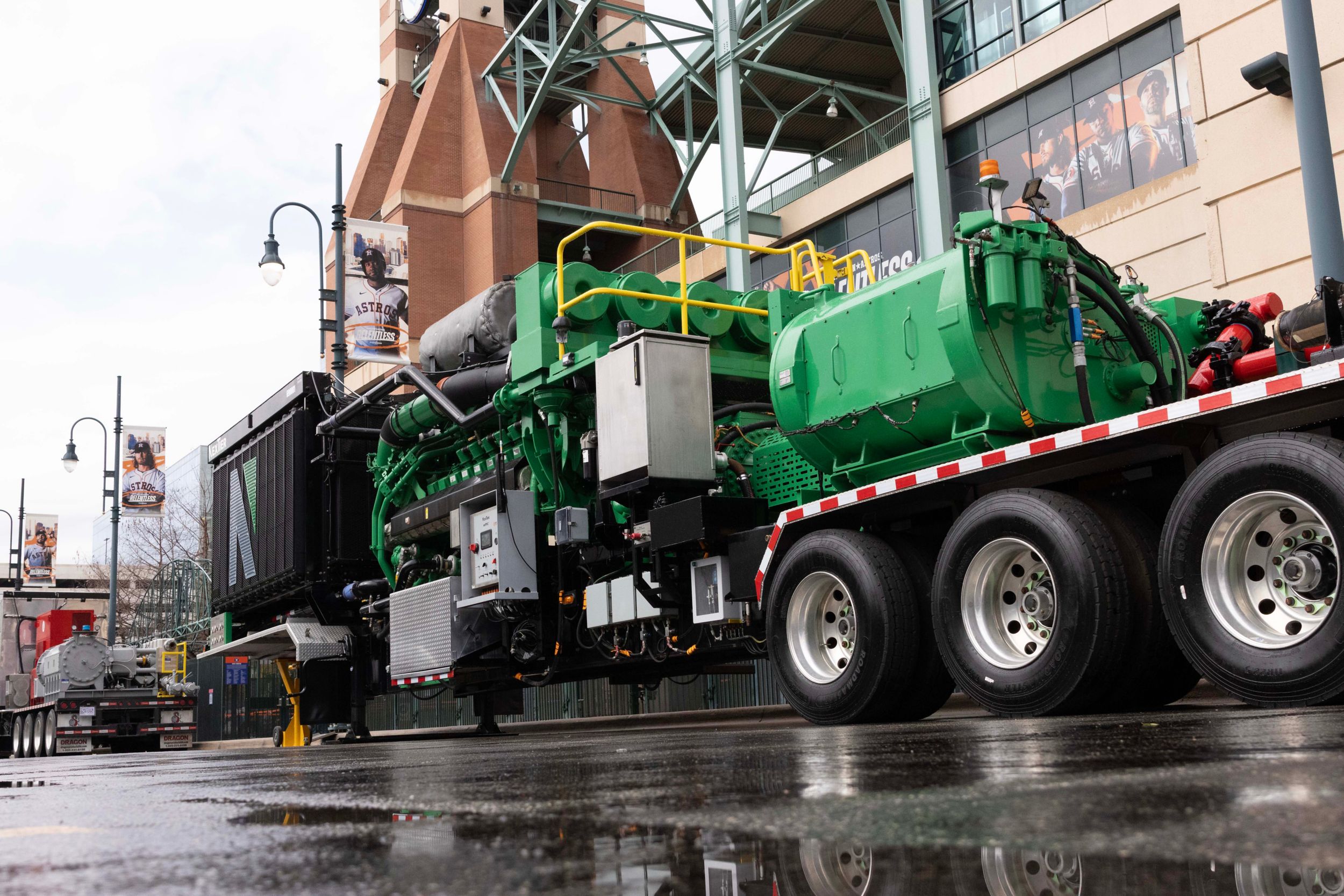 Gas mechanical system parked outside of stadium
