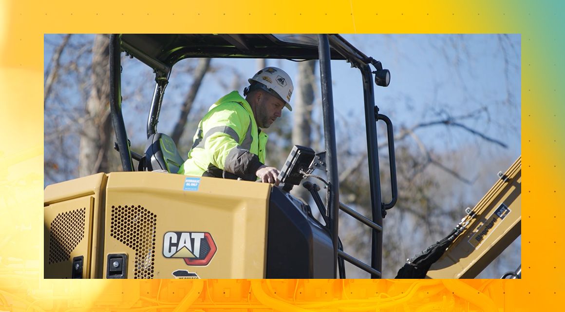 Kurt Edwins operating a Cat machine