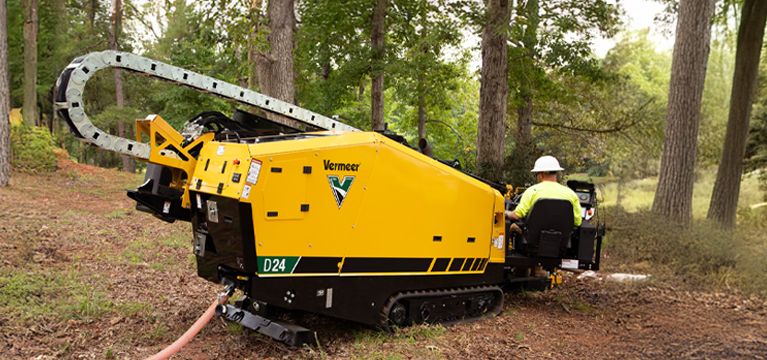 Vermeer D24 Horizontal Directional Drill working in a wooded area