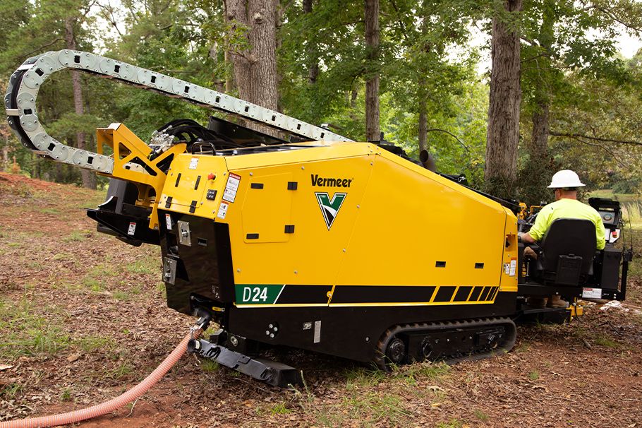 Vermeer D24 Horizontal Directional Drill product working in a wooded area