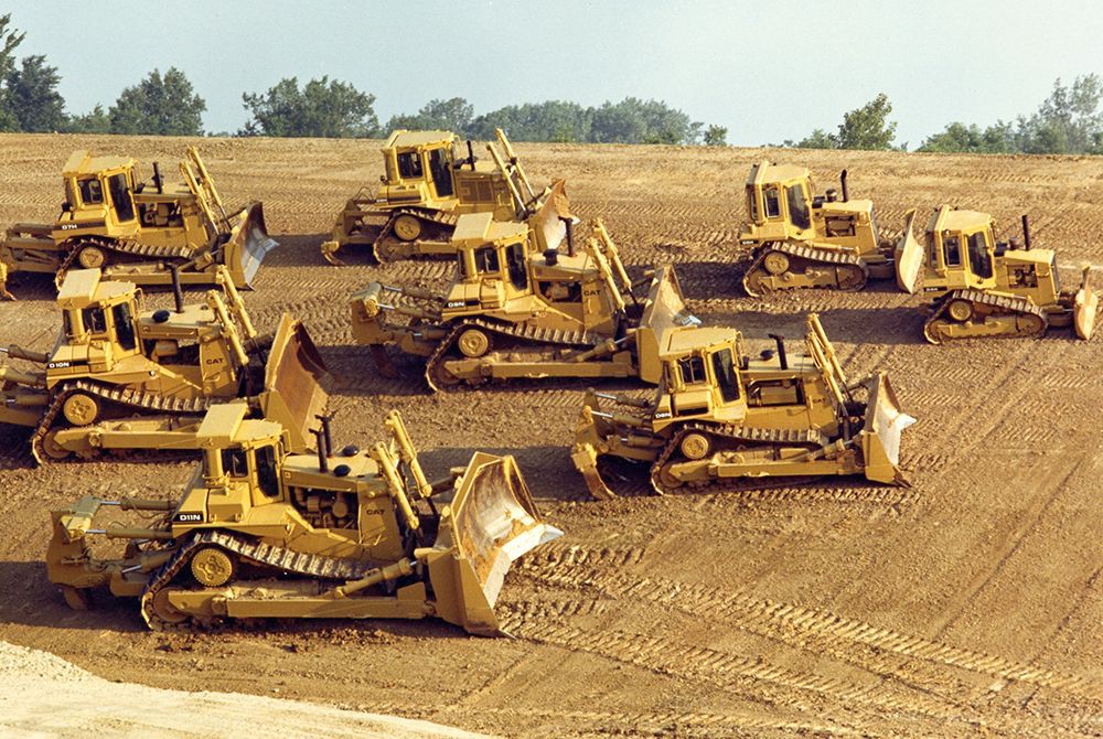 dozers on an incline