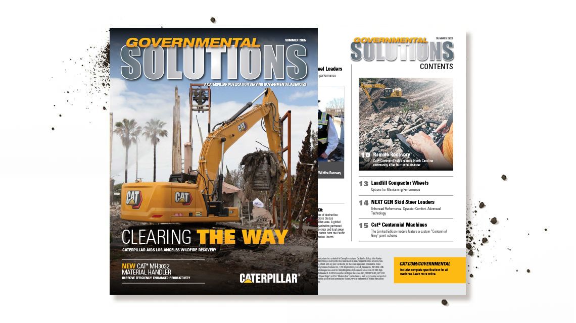 Government Solutions Summer 2025 cover with black splatters behind it