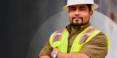 Cat employee smiling at camera