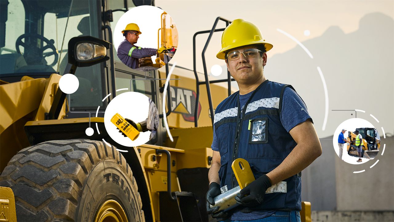 Cat dealer talking to customers