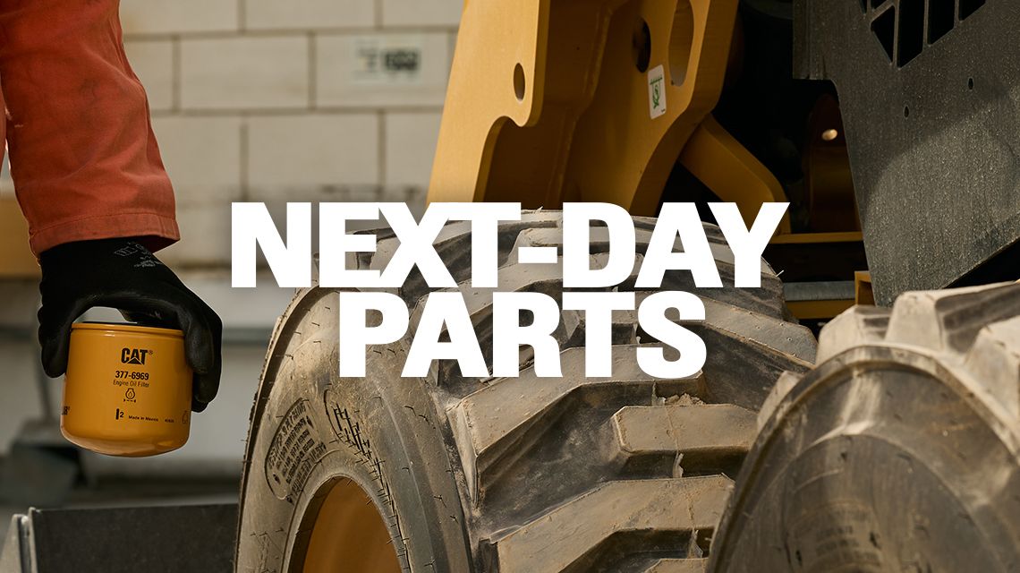 Person holding a filter with the title "next day parts"