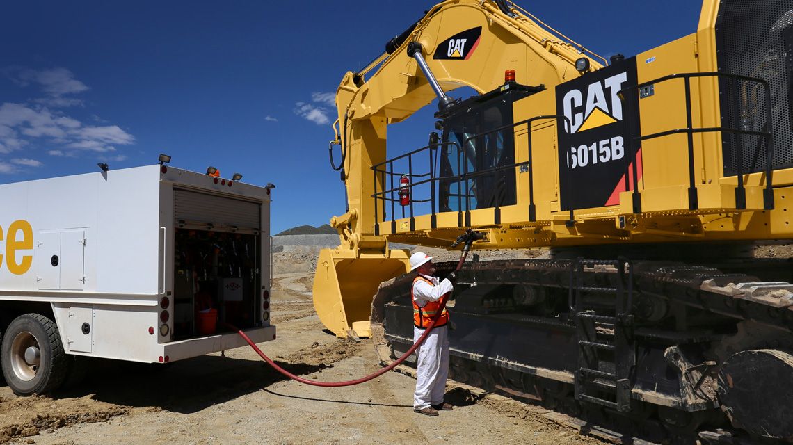 Hydraulic Mining Shovel Being Serviced