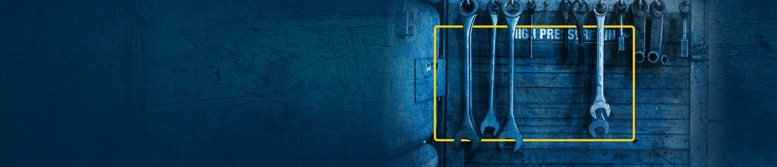 Tools mounted to the wall of an SPM service center