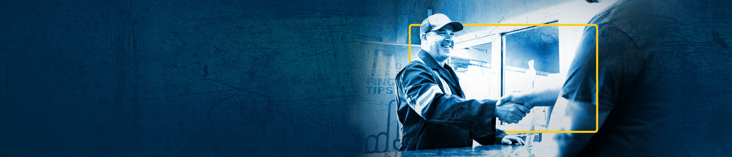 SPM service center employee shaking hands