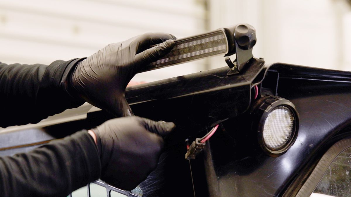technician installing led lights 