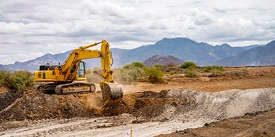 Excavator at job site