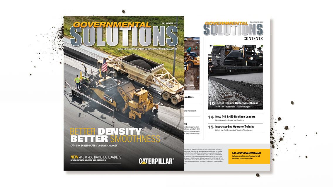 Government Solutions Winter 2025 cover with black splatters behind it