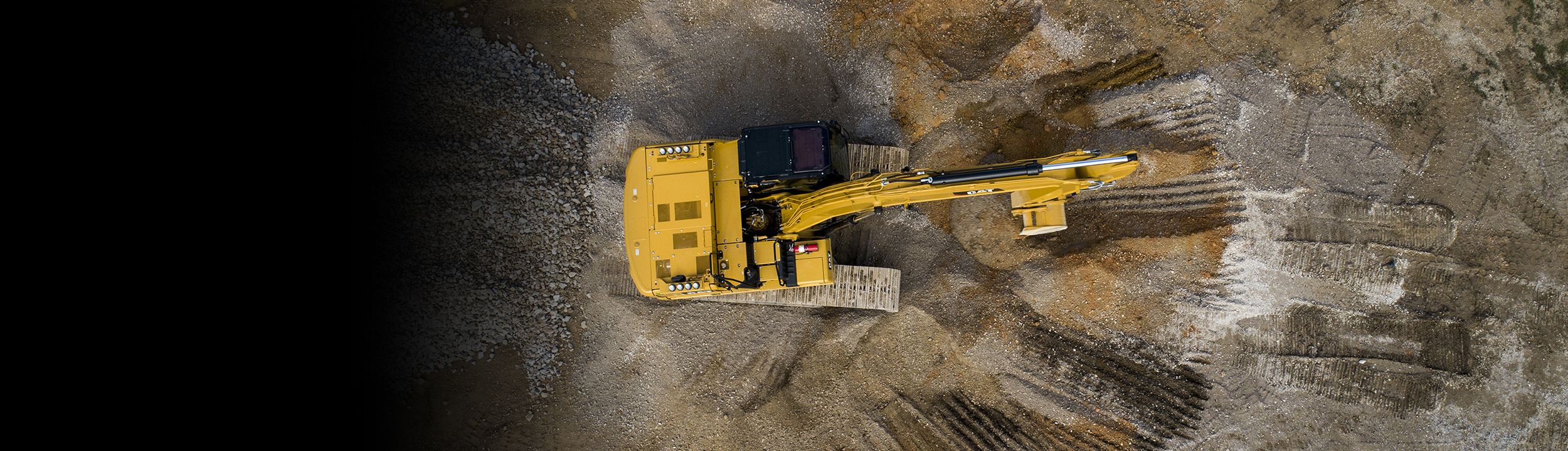 Excavator moving earth