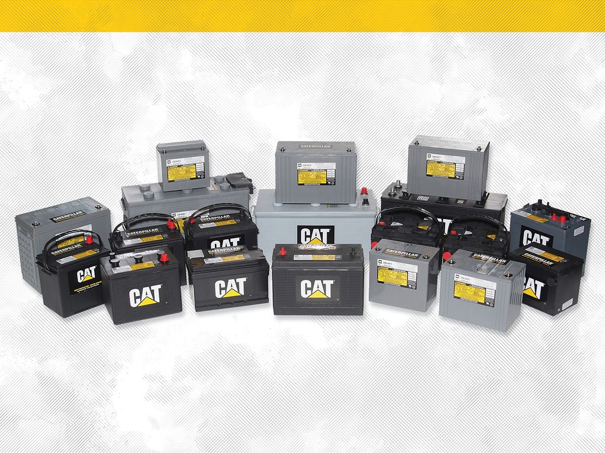 Large group of Cat batteries of different types and sizes