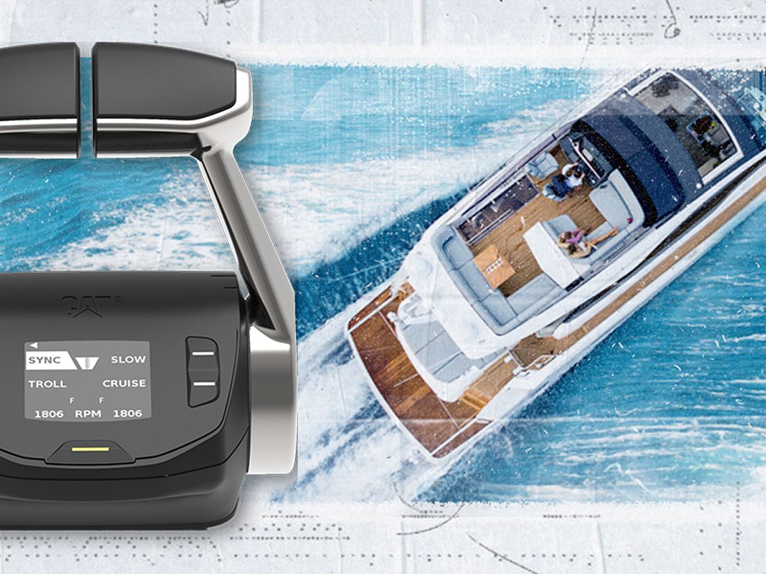 MPC100 Propulsion Control System next to a motoryacht