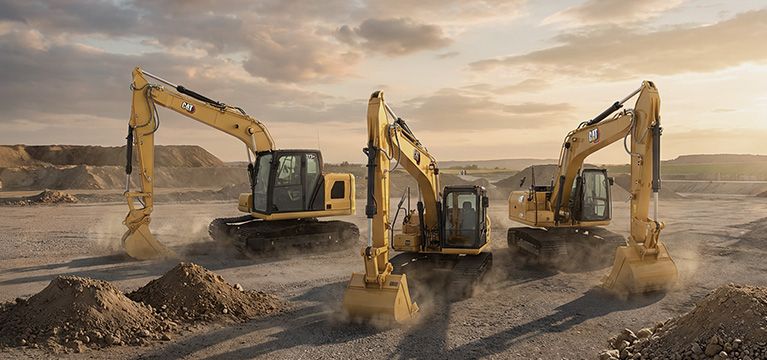 Excavadoras Caterpillar en el desierto