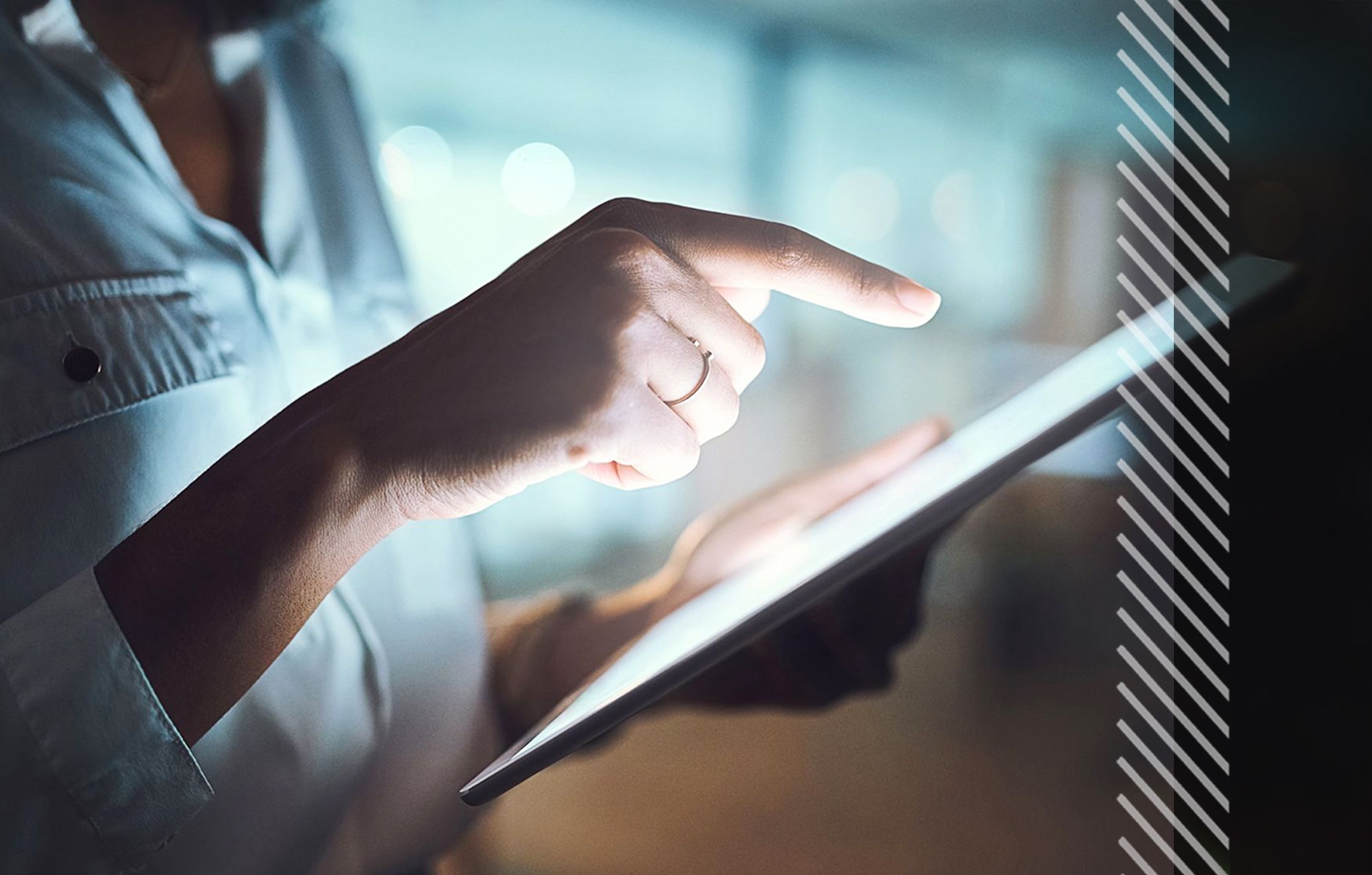 person working on an ipad
