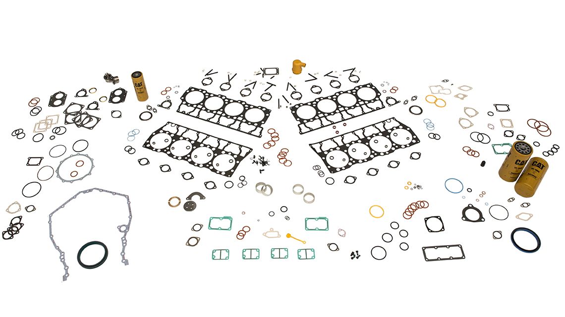 an overhaul kit spread out on a table