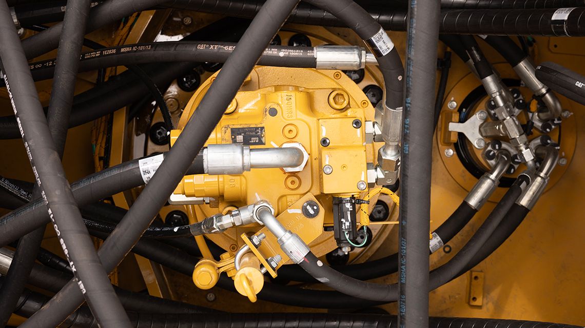 a closeup of the hydraulics of a machine