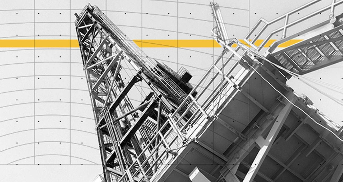 Drilling rig mixed with campaign graphics