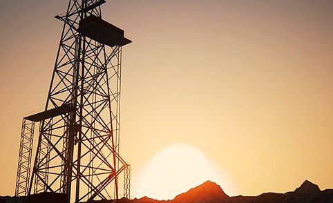 Image of rig at sunset