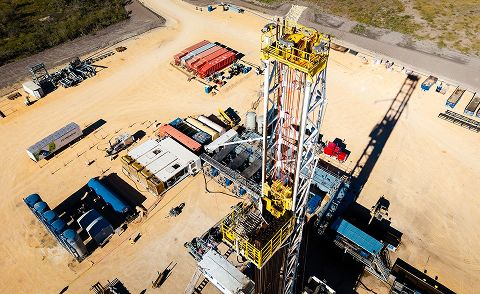 aerial image of drilling rig