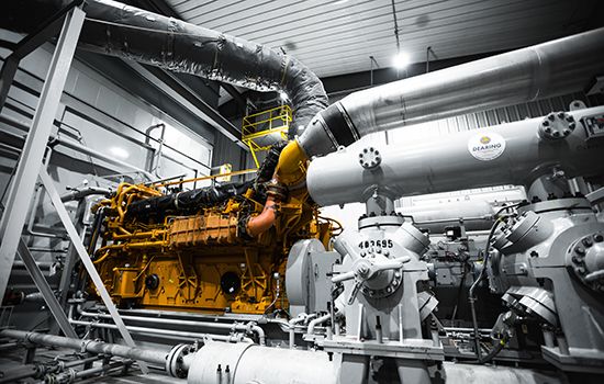 A Cat® G3608 A4 engine delivering peak compression performance to keep natural gas moving.