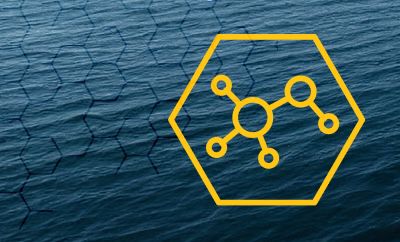 Methanol icon on water background