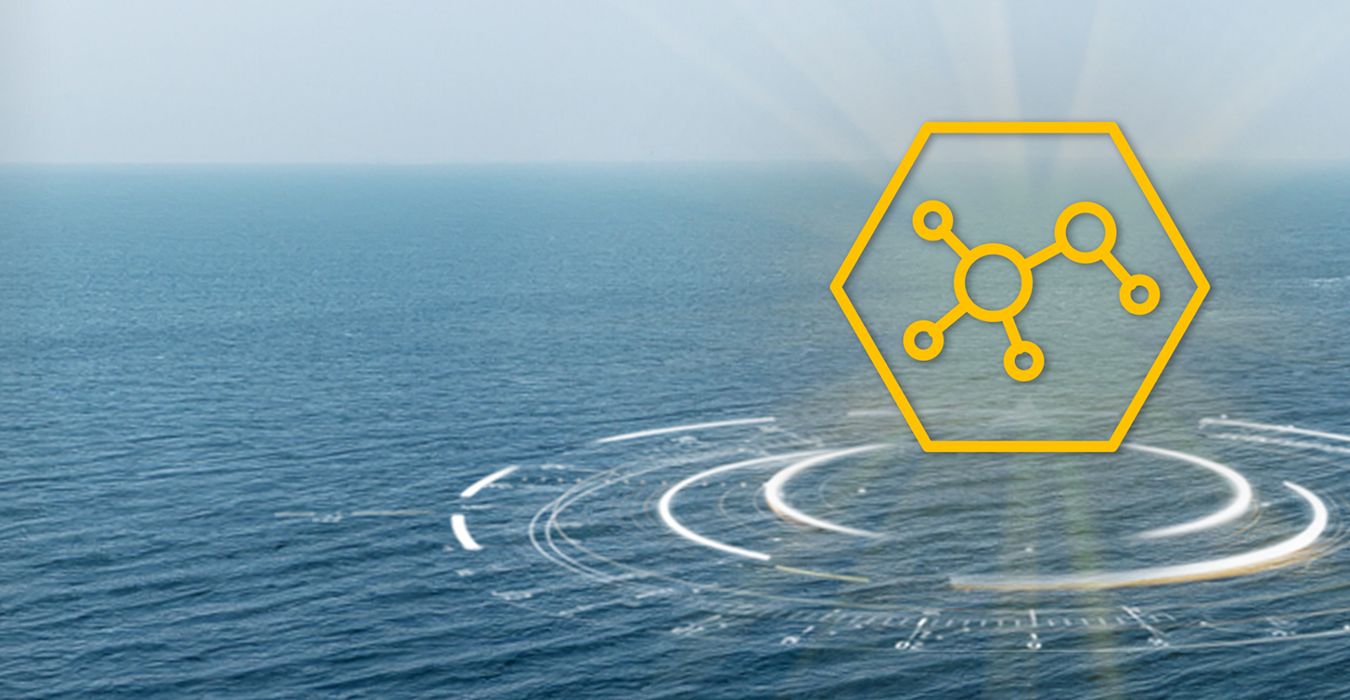 Methanol icon with water in background
