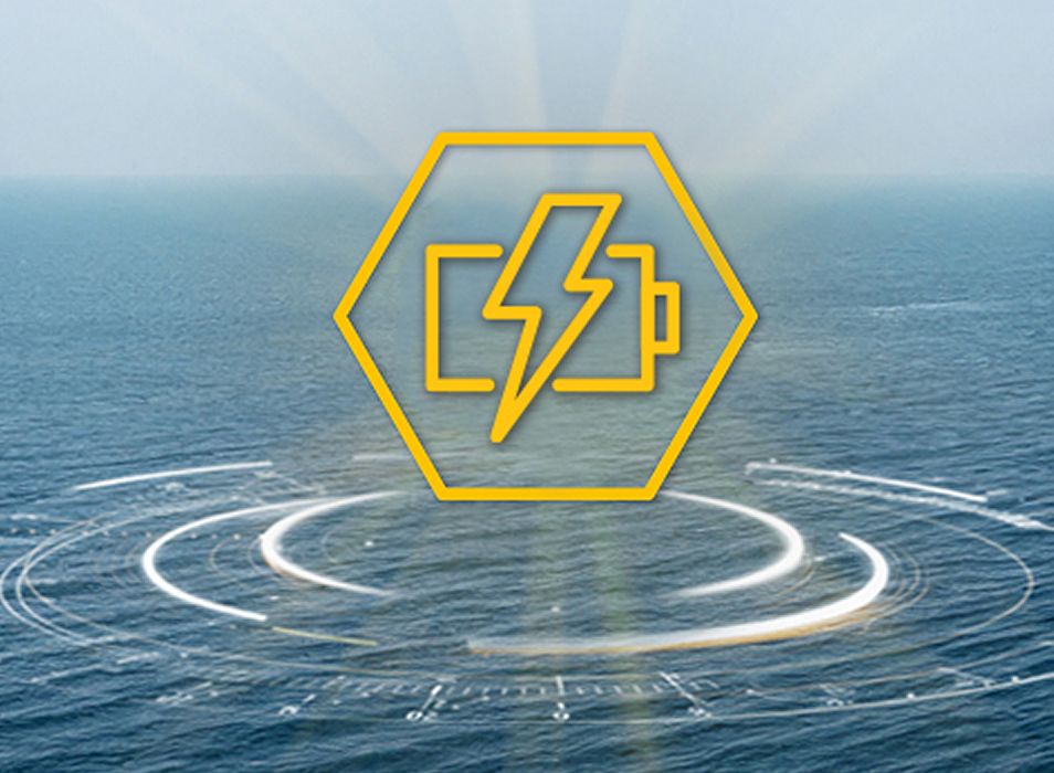 Battery icon over water