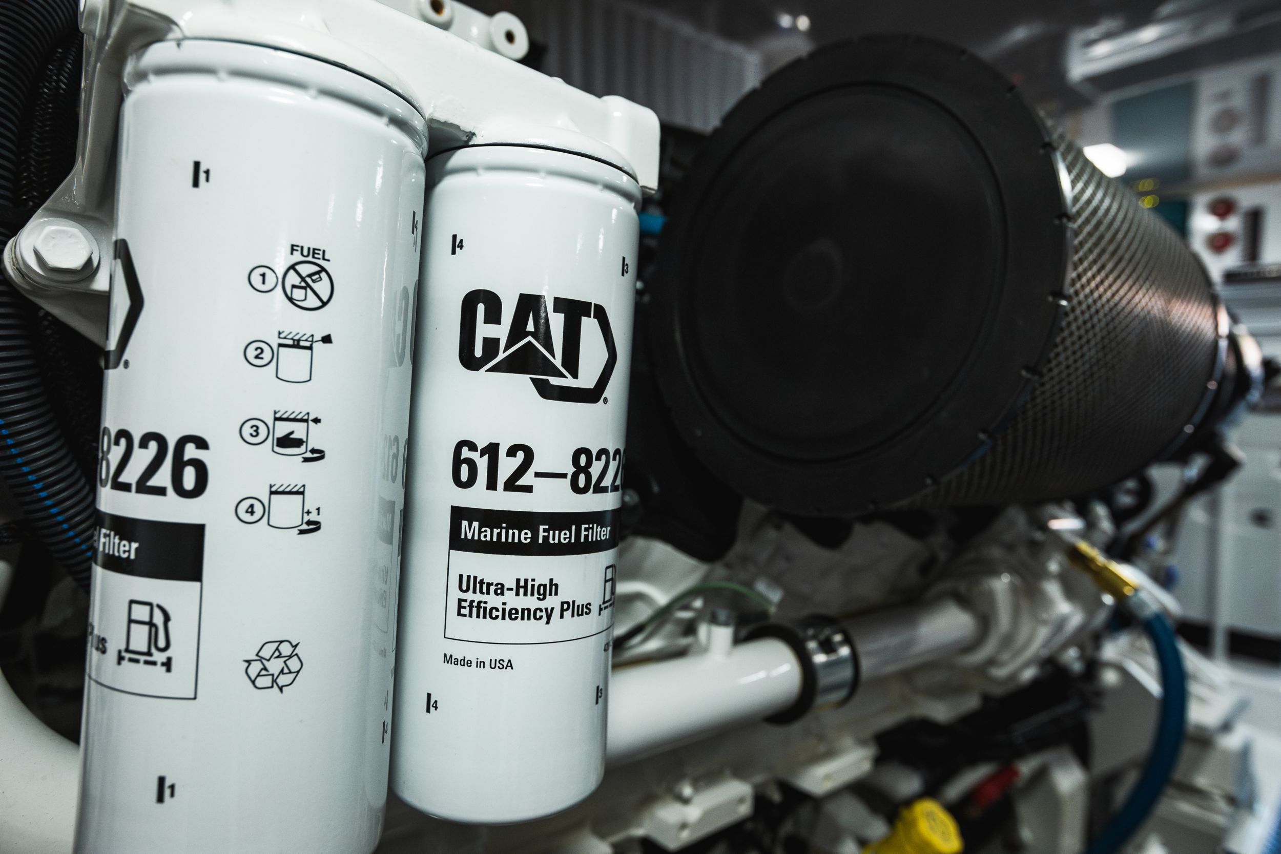Cat Fuel Filters on a marine engine