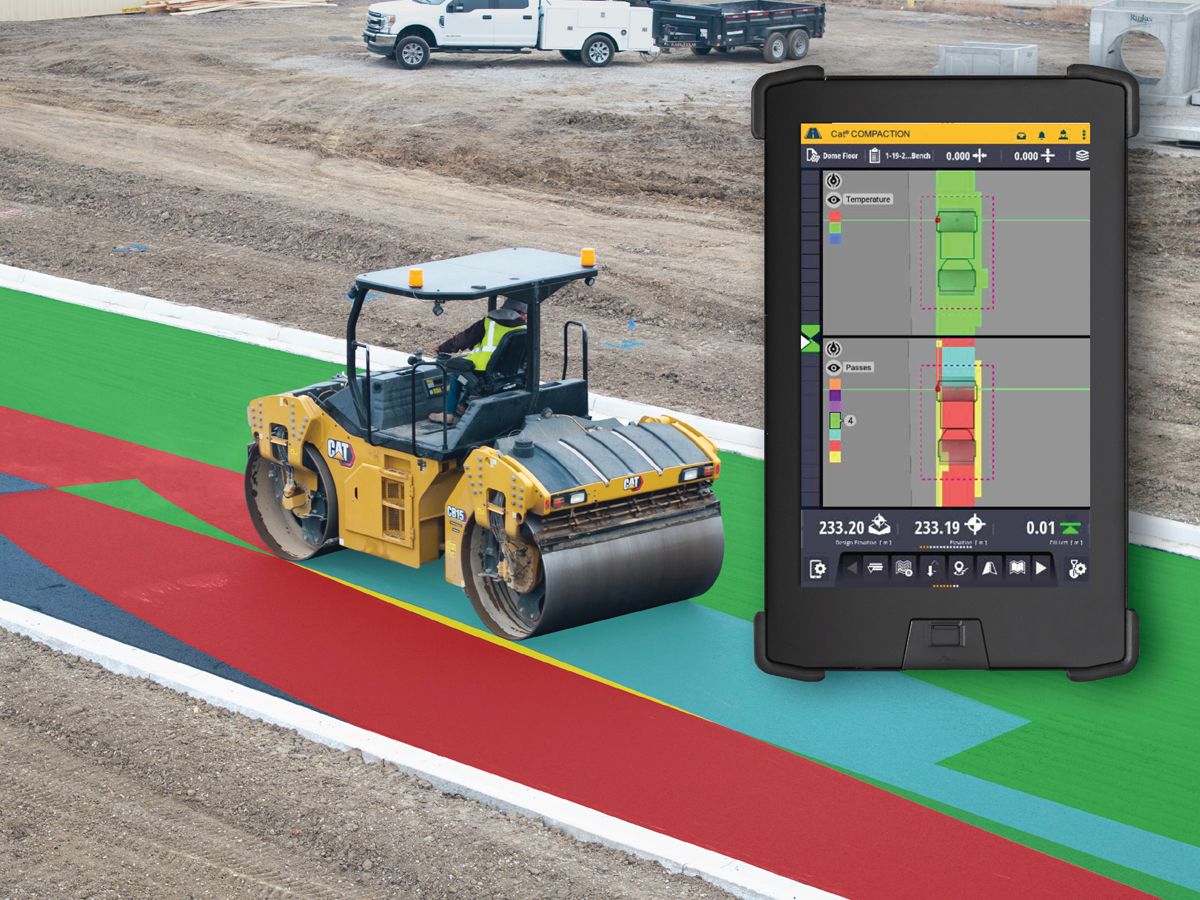 Illustration of compaction mapping on asphalt.