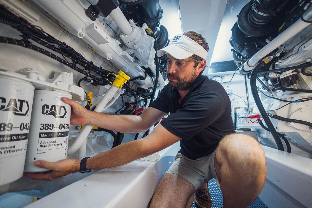 Man working on boat