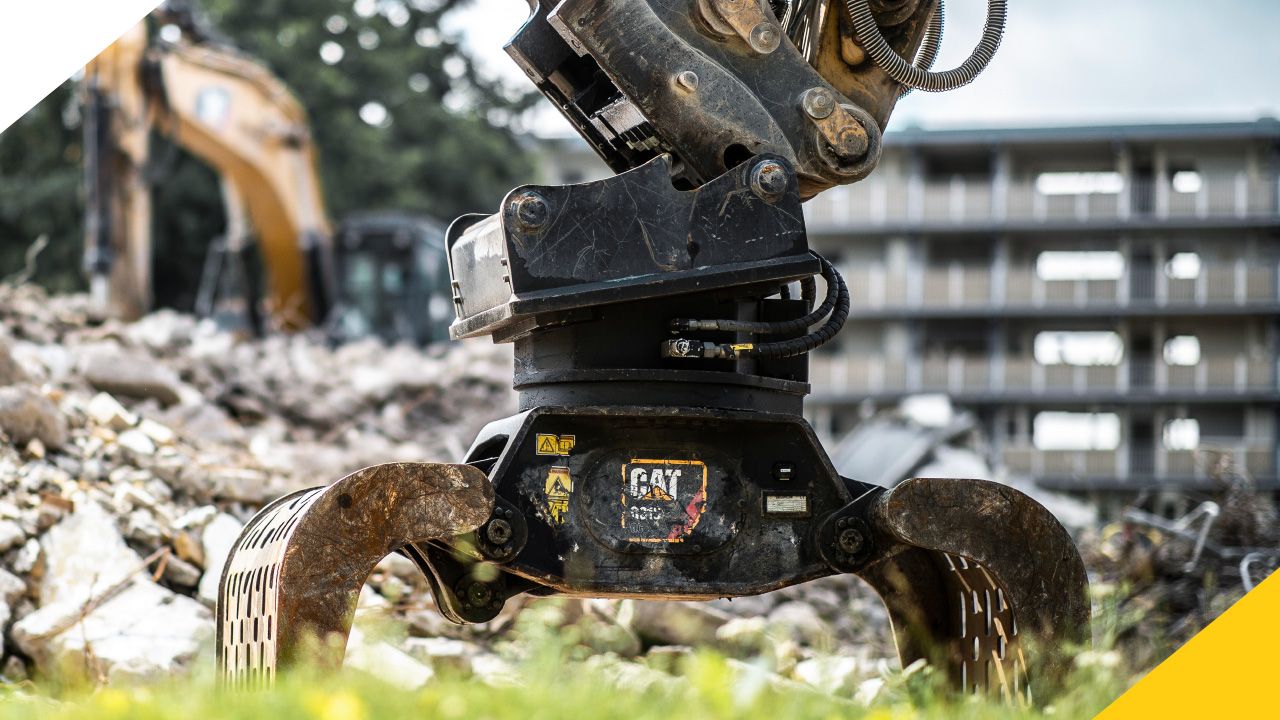 a material handler attachment at work