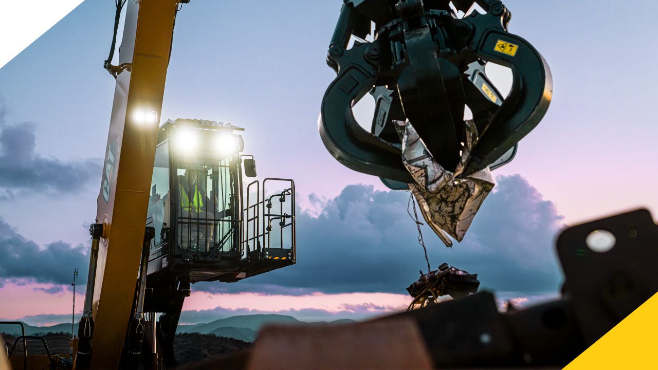 a scrap recyling machine at work