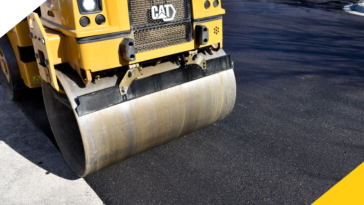 a paving machine at work